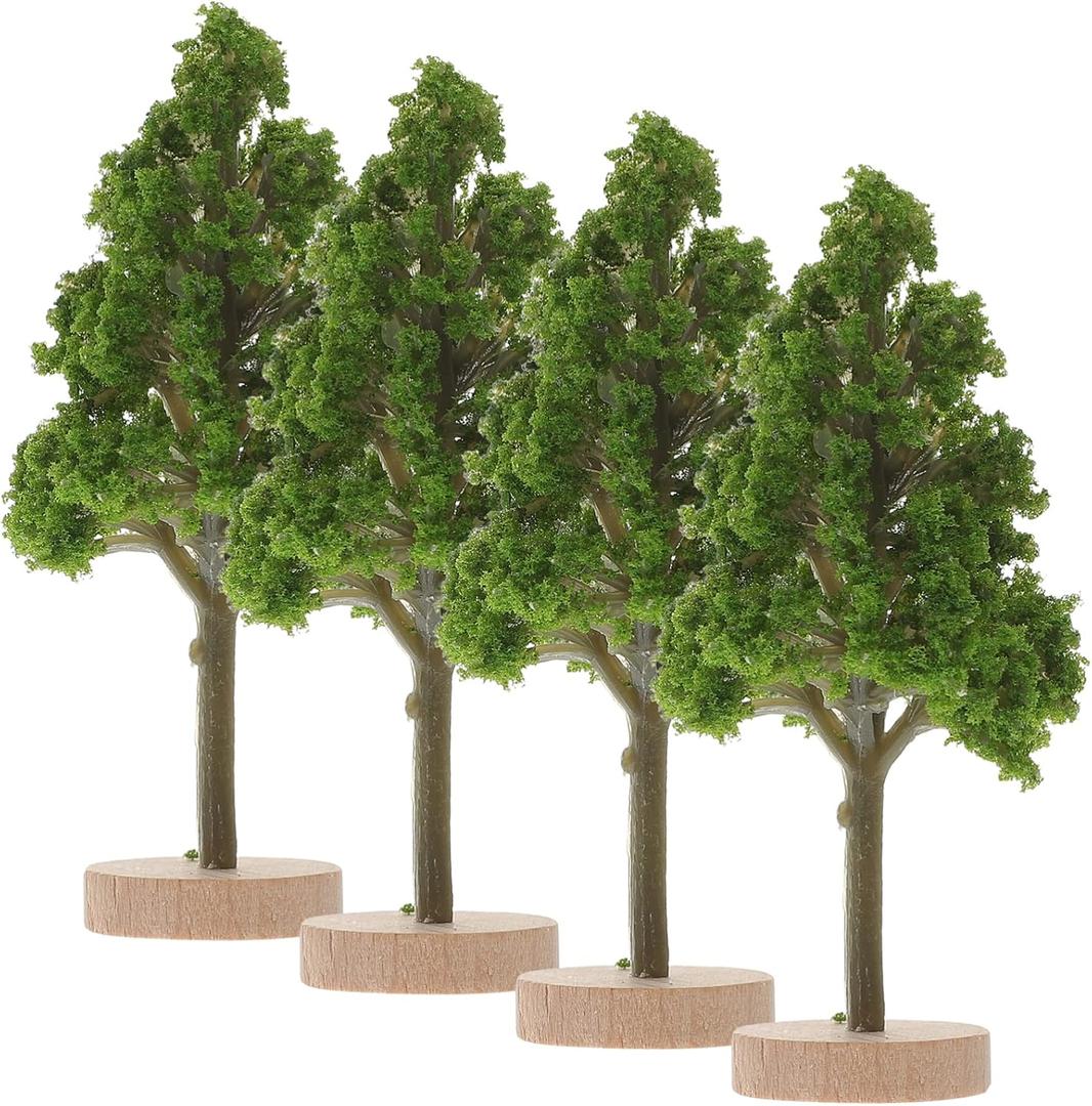 ARTIBETTER 4Pcs Miniature Trees for Diorama Sand Table Railroad Scenery Decoration - Simulated Green Tiny Model Trees for Home Decor and Train Scenery