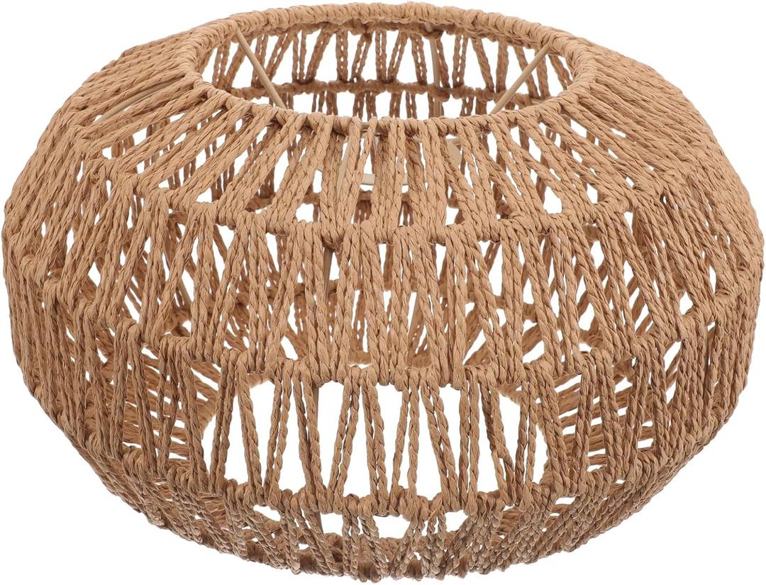 GANAZONO Woven Paper Rope Lamp Shade Simulation Rattan Pendant Light Shade Ceiling spider Bulb Covers for Pendant Floor Table Lamps Drawing Room Bedroom Office Hotel GANAZONO Woven Paper Rope Lamp Shade Simulation Rattan Pendant Light Shade Ceiling spider Bulb Covers for Pendant Floor Table Lamps Drawing Room Bedroom Office Hotel