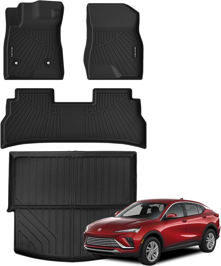 Floor Mats & Cargo Liner for 2024 2025 2026 Buick Envista All Weather Protection TPE Rubber Full Set Automotive Floor Liners & Trunk Mat for 2025 Buick Envista Accessories, Black