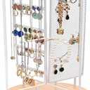 ProCase Rotating Jewelry Organizer Stand Earring Holder Organizer with 28 Necklace Hooks, Jewelry Tree Earring Stand Tower Storage Rack Bracelet Holder, Holds More than 100 Pairs Earrings -White