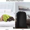 2 x 2 Pack Heavy Duty Large Laundry Bag 28x45 inch Extra Hamper Bag Dirty Clothes Organizer Drawstring Cloth Laundry Bag for Travel Camp Home College Dorm Drying Do Not Exceed 176 Black