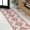 JONATHAN Y TSN202B-28 Lior Geometric Moroccan Diamond Salmon/Cream 2 ft. x 8 ft. Indoor/Outdoor Runner Rug, Pet Friendly, Non Shedding, Stain Resistant, Easy-Cleaning for Home, Patio, Backyard, Porch (2' x 7'10" (Rectangular))