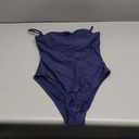 RELLECIGA Women's Black Bathing Suit Adjustable Thin Shoulder Straps Bandeau One Piece Size SMALL ( Navy Blue )