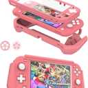 Protective Case for Nintendo Switch Lite, Switch Lite Case with Detachable Screen Protector Cover + Hand Grip Case Compatible with Nintendo Switch Lite 2019, Pink