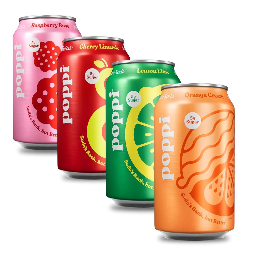 Poppi Sparkling Prebiotic Soda Beverage with Apple Cider Vinegar, Seltzer Water and Fruit Juice, Trend Setters Variety Pack, 12 Fl Oz, Pack of 12, BBD: Oct/29/2026