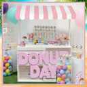 Novabright Ice Cream Party Display Stand 55x31 Inch with Pink White Striped Awning Wooden Vendor Cart Summer Party Decoration for Birthday Baby Shower Summer Wedding Decor
