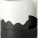 Nihow Self Watering Plant Pot: 8 Inch Ceramic Planter with Drainage Hole & Water Storage Plus for Indoor & Outdoor Plants - Cylinder Round Flower Pot for Succulent/Herbs/Violets - White & Wave Black