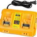 DCB102 20V MAX Battery Charger Replacement for Dewalt Battery Charger, 2 Port Charger Compatible with Dewalt 12V-20V Batteries