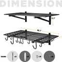 2 Pack Heavy Duty Garage Wall Shelving, 2' x 4' wall mount storage shelf, Holds 200 lbs Each, Garage Shelving Wall Mounted, Storage Rack with Hooks (Black)