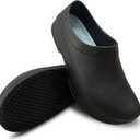 Mens Clogs Non Slip Chef Shoes for Women Men Food Service Comfortable Water Resistant Unisex Nursing Nurse Shoes for Work Kitchen Restaurant (9 Women/7 Men, Black)