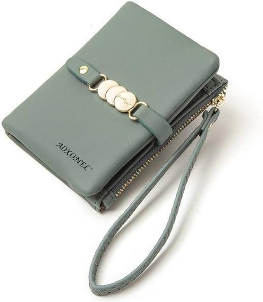AOXONEL Womens Wallets Small Bifold Wristlet,Ladies Wallets for Card Coin,Change Purse with Wrist Strap | Small, Bifold, Wristlet, Card Coin, with Wrist Strap (Green)