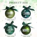 WDS WONDROUS 12-Piece St Patricks Day Ornaments Set, 4 Designs Green Glitter Glass Ball Decorations with Ribbon Bow for Christmas Tree Home Party Spring Decor, Irish Lucky Holiday (Green and White)