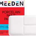 MEEDEN Ceramic Artist Paint Palette, Rectangle Porcelain Watercolor Palette, 10'' × 7'' Ceramic Mixing Tray for Gouache, Watercolor, Acrylic Painting