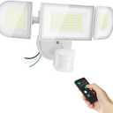 iMaihom 180W 18000LM Motion Sensor Outdoor Light with Remote, Dusk to Dawn LED Security Flood Light, 6500K Hardwired Wall Light, 3 Modes, 3 Brightness Levels, IP65 for Garage Yard White