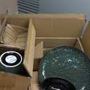 LERATIO Ceramic Dinnerware Sets for 8, Plates and Bowls Sets with Wavy Edge, Highly Chip and Crack Resistant | Dishwasher & Microwave & Oven Safe Dishes set, Green- Service for 8（24pcs）