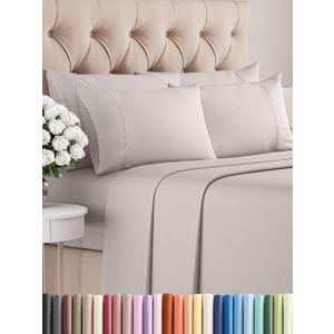 Cal King 6 Piece Sheet Set - Comfy Breathable & Cooling - Soft Hotel Luxury Bedding Set with 8-16 Inch Deep Pockets - 1 Flat & 1 Fitted Sheet & 4 Pillowcases - Wrinkle Free & Easy Care - Light Grey