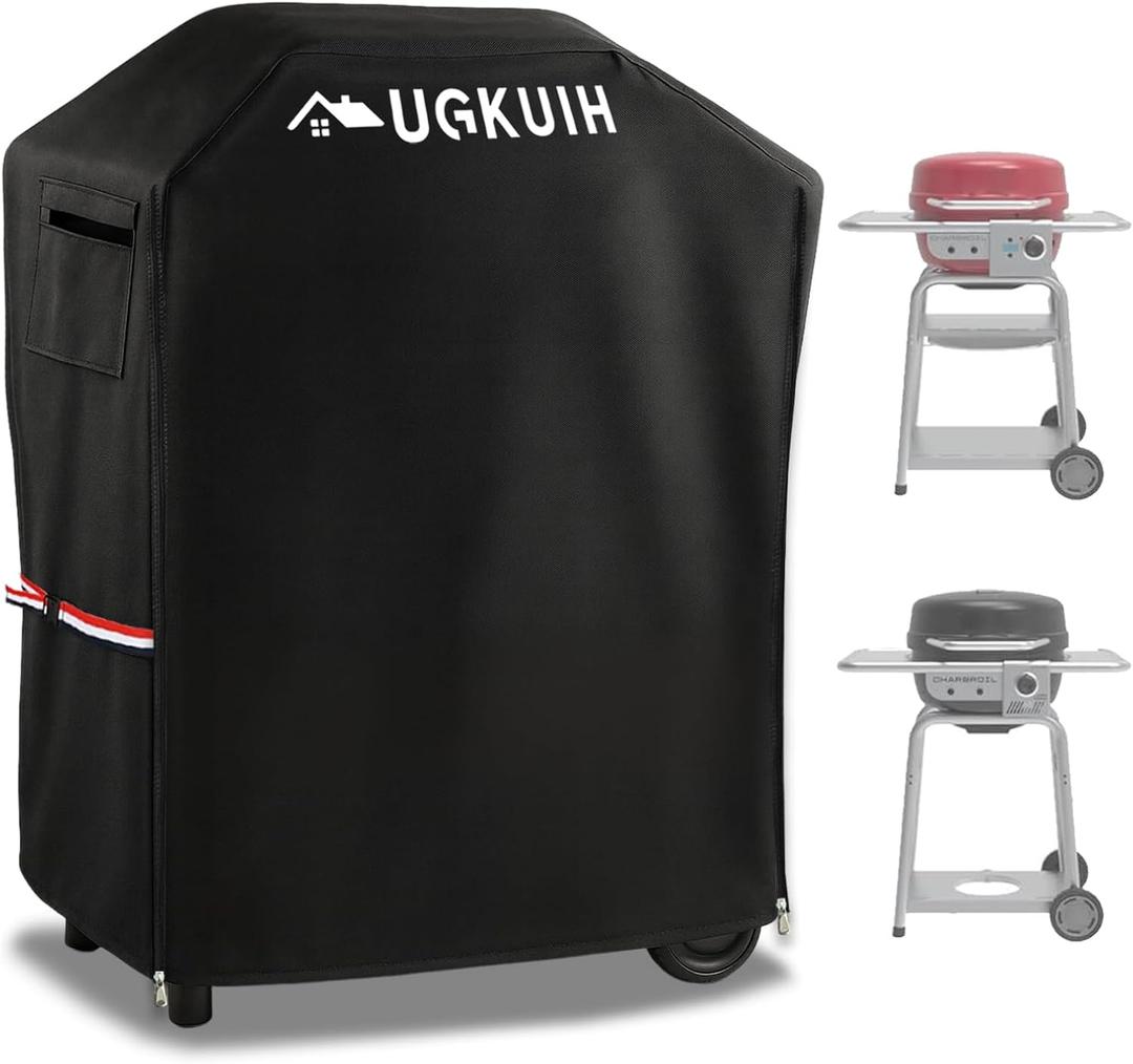 Grill Cover for CharBroil Bistro Pro Electric Grill Outdoor, Heavy Duty 600D Waterproof Protection, Compatible with Charbroil Grill Cover 25302145, 25302146, 25302161 and CB1250073P4 (33" L x 22" W x 34" H, Black)