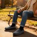 ULTRAIDEAS Men's Moc-Toe Slippers Loafer House Shoes Indoor Outdoor Memory Foam with Breathable&Warm Knit Upper (Gray)