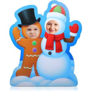 Chunful 4.2 ft Extra Large Winter Snowman & Gingerbread Man Cardboard Cutout Stand-up Life Size Christmas Winter Party Decoration Backdrop Photo Prop Standup Cut Out for Xmas Party Supply