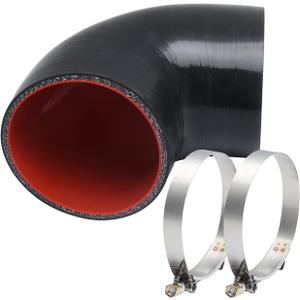 MAYSPARE 90 Degree elbow silicone coupler hose ID 3 inch, 4" (102 mm) leg length, 0.2" (5 mm) wall thickness, with 2PCS T-Bolt Clamps, for Turbo, Intercooler, Intake Piping