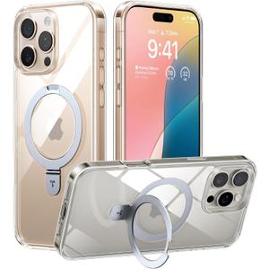 TORRAS for iPhone 16 Pro Max Case Clear with Stand, [Fit for MagSafe][Shockproof Military Grade Protection] Slim Magnetic Phone Case for iPhone 16 Pro Max 6.9" 2024