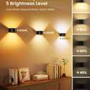 FULEN Motion Sensor Wall Light with Remote Control 3 Colors Wireless Wall Lamp LED Indoor Up and Down Wall Sconce 5000mAh Rechargeable Battery Powered Wall Lamps Brightness Adjustable, Black 2 Pack