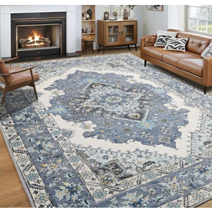 Noahas Vintage Area Rug for Living Room, 7x10 Feet, Machine Washable Rug Non Slip Low Pile Large Rug for Living Room, Bedroom, Farmhouse, Dining Room, Blue Noahas Vintage Area Rug for Living Room, 7x10 Feet, Machine Washable Rug Non Slip Low Pile Large Rug for Living Room, Bedroom, Farmhouse, Dining Room, Blue