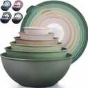Zulay Kitchen 12 Piece Plastic Mixing Bowls with Leak-Proof Lids Set - Microwave and Freezer Safe Kitchen Mixing Bowls for Preparing, Serving and Storing - Large Nesting Bowls (Forest Ombre)