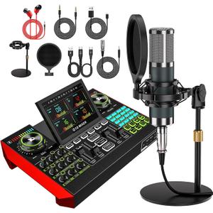 neculogy G10 Podcast Equipment Bundled with Audio Mixer Integrated Podcast Production Studio, Equipped with P15 Microphone, Used for Live Streaming, Podcast Recording PC,YouTube Recording