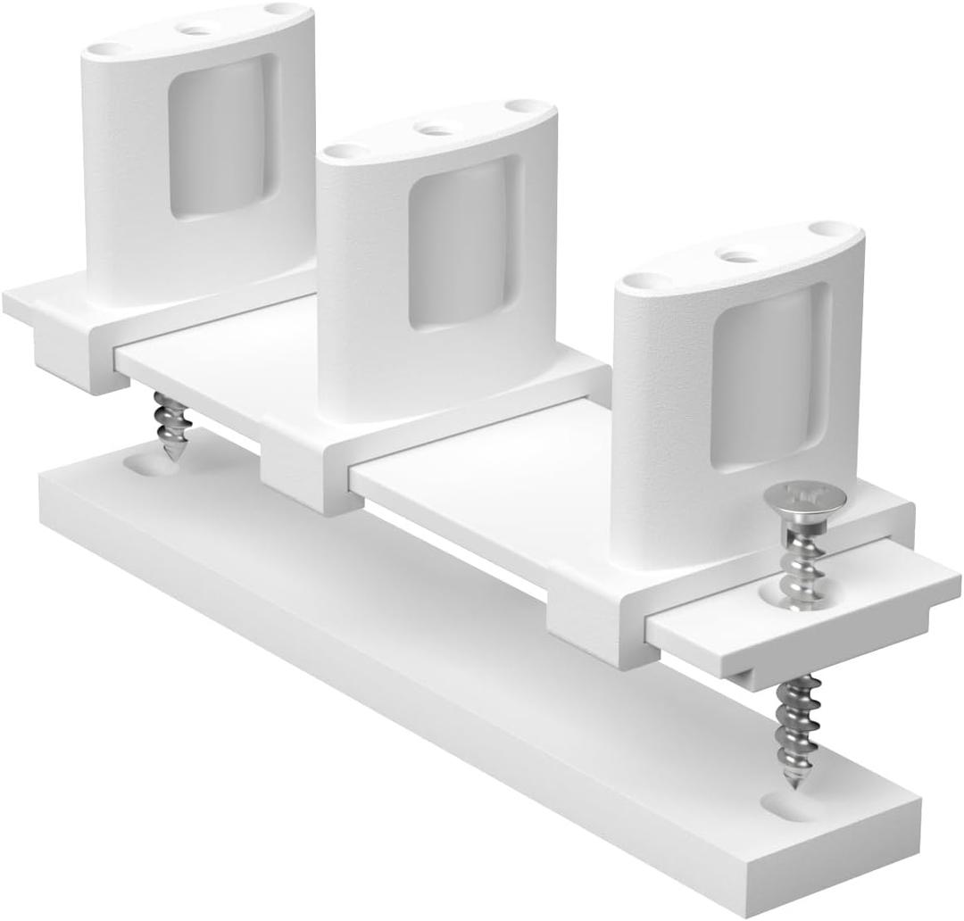 Sliding Closet Door Floor Guide with Riser Plate, Adjustable Bypass Door Guide, Upgraded 3-Roller Design White, 1 Pack