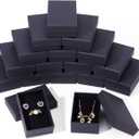 Craftdady 24pcs 3 x 2 x 1 Inch Small Gift Boxes Cardboard Jewelry Necklace Boxes Earring Pendants Boxes Black Rectangle Sponge Ring Boxes for Bracelet Jewelry Display