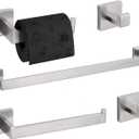 TURS 5-Piece Bathroom Hardware Set Brushed Nickel Towel Bar Set Bath Towel Holder Sets Hand Towel Holder 2 Towel Hooks, SUS 304 Stainless Steel, Q7BR-P5
