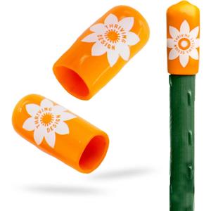 Garden Stake Safety Caps | Vinyl Covers for Sharp Stake Tips | Fits 7/16 Plant Support Stakes | Durable Gardening Caps for Plant Protection (12 Pack - Sweet Tangerine Orange)