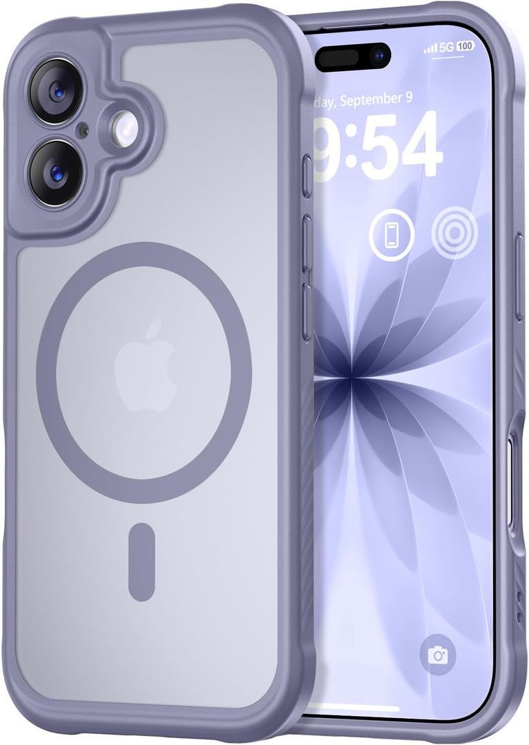 Thomo Magnetic for iPhone 17 Case, [Compatible with Magsafe] [Full Camera Protection] Translucent Matte Military Grade Shockproof with Anti-Fingerprint Phone Cover 2025, Lavender Grey