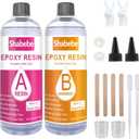 Epoxy Resin, 32OZ Epoxy Resin Crystal Clear, Not-Yellowing No-Bubble, Self Leveling Easy Pour/Mix 1:1 Casting Kit & Coating for DIY Jewelry Making, Art Resina Clear Crafts, Molds, River Tables