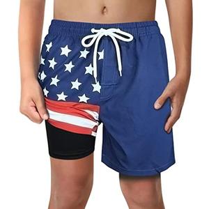 LUCOWEE Boys Swim Trunks with Compression Liner Comfortable Anti-Chafe Swimming Shorts Stretchy UPF Quick Dry Size 3T-20, Large
