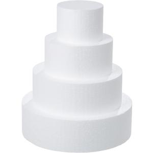 Crafare 4 Tiers Round Foam Cake Dummies Set 4" 6" 8" 10" White Fake Cake Dummy 12 Inch Tall for Christmas Wedding Supplies Baby Shower Birthday Decorating Display