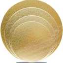 4 Pack Gold Cake Boards Round Cake Circles 6, 8, 10, 12 Inch Cake Base Cardboard, 1 of Each Size Set for Baking Cake, Wedding Birthday Cake, Dessert, Cake, Pizza Decorating and Exhibition