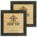 Rustic Wooden Square Picture Frames 8x8 - Set of 2 - Natural Solid Eco Wood with Real Glass for Wall Mounting and Tabletop Photo Frame - Black Charcoal