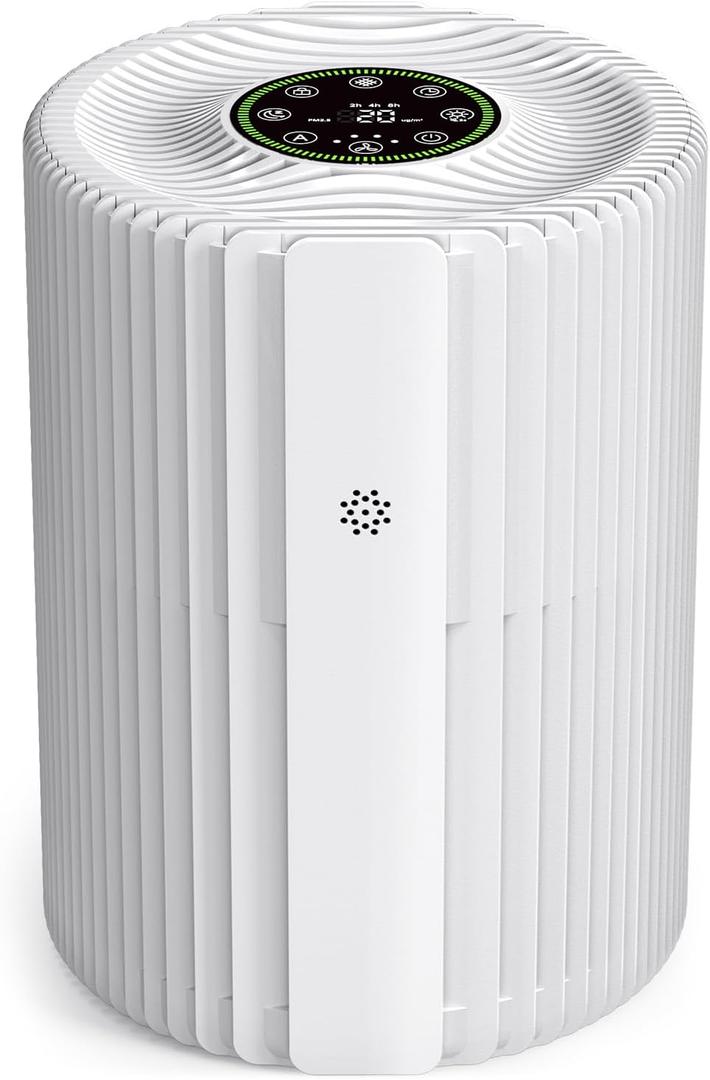 Air Purifiers For Bedroom With Air Quality Display 1095 Sq. Ft True H13 HEPA Pet Air Purifier For Dorm Room With 360 Air Intake & Outlet For Home Bedroom Office, DH-JHD07(White)