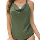 Shuangyu Women 2 Piece Tankini Swimsuit Tummy Control,Army Green PatternXL (Green, XXL)