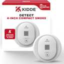 Kidde Smoke Detector, AA Battery Operated, Compact Size, LED Status Light, 85 dB Alarm, 4-inches, 10SDR