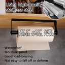Paper Towel Holder, Black Stainless Steel Under Cabinet Wall Mount, Self-Adhesive Kitchen Roll Rack, Heavy-Duty Organization Storage