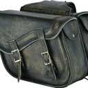 Dream Apparel Naked Cowhide Leather Motorcycle Saddle Bags Throw Over Saddlebags, Motorcycle Side Bags for Honda Shadow Sportster Softail Dyna V-star (Distressed Brown, No Studs), Capacity: 13L * 2