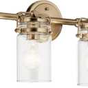 Kichler Brinley 4-Light Bathroom Vanity Light Fixture with Clear Glass in Champagne Bronze, Industrial Farmhouse Style for Mirror Lighting (32.5" x 10.25" x 6.75"), 45690CPZ, 32.25"
