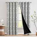 jinchan Blackout Curtains 90 Inch Length 2 Panels Blue Damask Medallion Window Curtains for Bedroom Grommet Thermal Insulated Drapes for Living Room Vintage Luxury Window Treatments Set