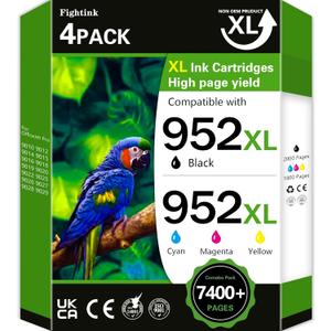 952XL 952 Ink Cartridges Combo Pack Compatible for HP 952XL Ink Cartridges Combo Pack fit for OfficeJet 8702 OfficeJet Pro 7720 7740 8210 8710 8720 8730 (4 Pack Black Cyan Yellow Magenta)