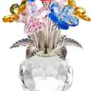 Crystal Flower Decoration Glass Flowers Birthday Gifts for Women Wife Girlfriend Daughter Ornament Bouquet for Wedding Anniversary Mom Mother's Day from Daughter Son (Multicolored Flowers 02)