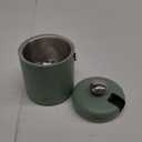 flybold Ice Bucket with Scoop - 7''x5.5''x5.5'' Small Insulated Ice Bucket with Lid and Stand - Double-Walled Stainless Steel Green Ice Holder for Party - 1.3L Ice Container for Outdoor or Indoor (Stainless Steel Green)