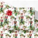 2 x GIOLNIAY Nutcracker Christmas Wrapping Paper for Kids Adults - Holiday Gift Wrap with Nutcracker, Ribbons & Greenery on White - 4 Jumbo Sheets, 28" x 40" Each (31 sq. ft ttl), Easy to Store